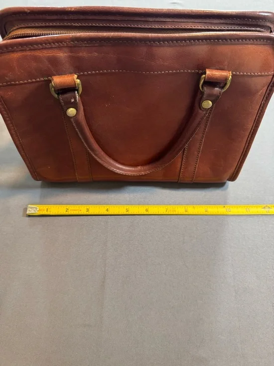 Brahmin Cognac Leather Satchel with Brass Medallion - Picture 6 of 7